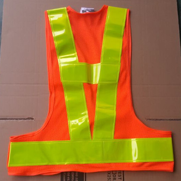 Wholesale 100%Polyester Orange PVC tape Safety Vest