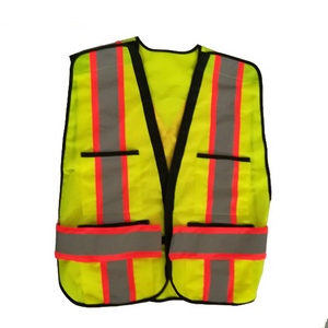 Security roadway safety reflective clothing mesh fabric high visibility fluo yellow ANSI high quality 5 points tear away vest