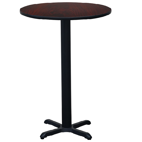 30 inch Round Iron Cocktail Table Bar Standing Height Laminated Table Top X Bar Height Cafe Table Base