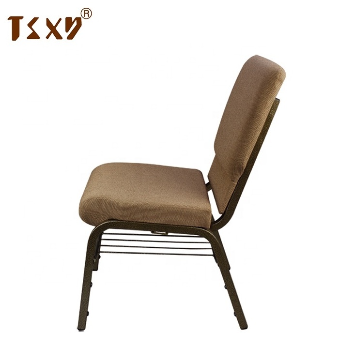 Auditorium Red Interlock Stacking Church Chair for Free Used Metal Factory Wholesale Metal Fabric Burgundy Color