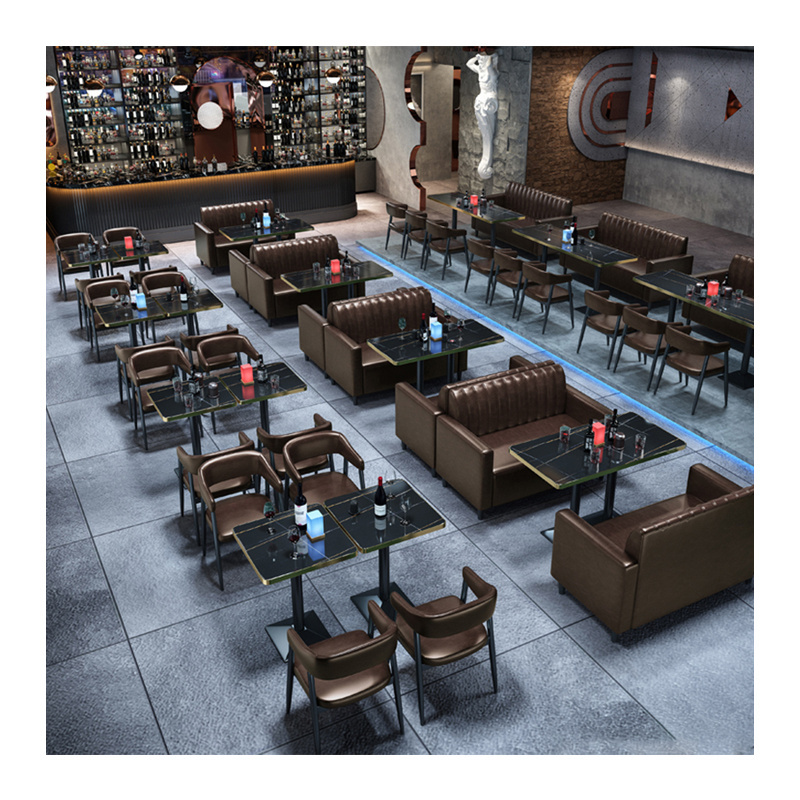 Light Luxury Curved Booths for Restaurant Modern Restaurant Green Booth Seating and Tables Pub Furniture Set