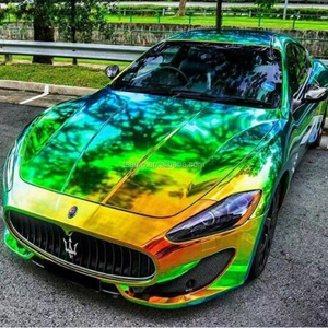 TSAUTOP 1.35*18m air release bubbles Green Chrome Wrap holographic car vinyl wrap for car decoration