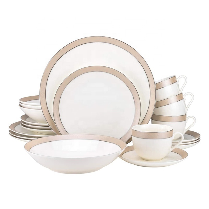 Factory supply wedding kitchen accessories dinnerware 20pcs crockery glazed royal cookware sets porcelain dinner set