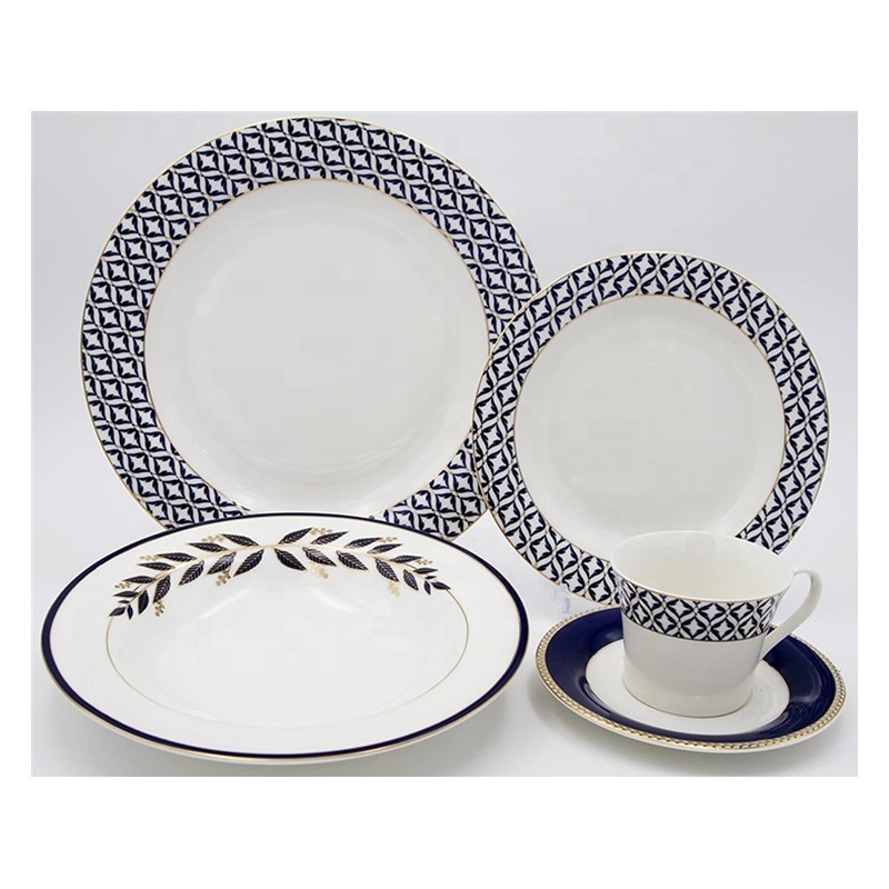 Factory supply wedding kitchen accessories dinnerware 20pcs crockery glazed royal cookware sets porcelain dinner set