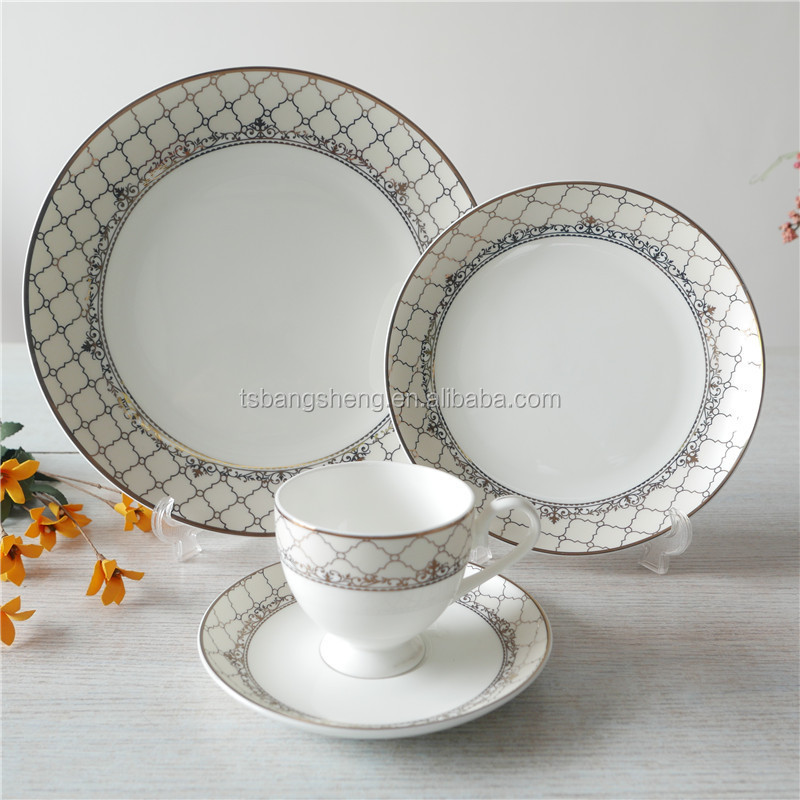 Hot sale fine bone China dinnerware set Ceramic decal dinner set New design porcelain 20pcs dinner set round shape