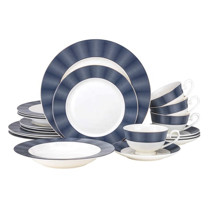 Factory supply wedding kitchen accessories dinnerware 20pcs crockery glazed royal cookware sets porcelain dinner set