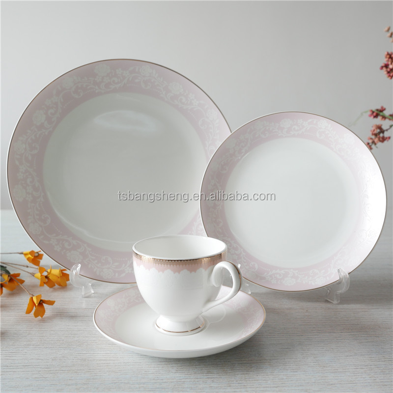 Hot sale fine bone China dinnerware set Ceramic decal dinner set New design porcelain 20pcs dinner set round shape