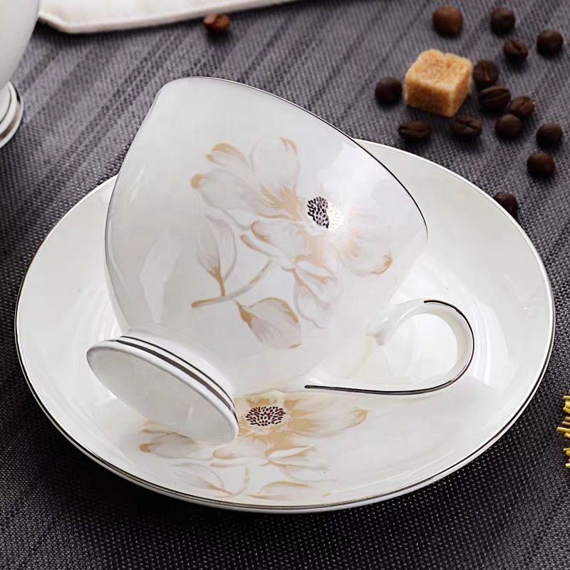 Modern Ceramic tea set Porcelain Coffee Cup Set Bone China tea pot cup and saucer sugar milk pot