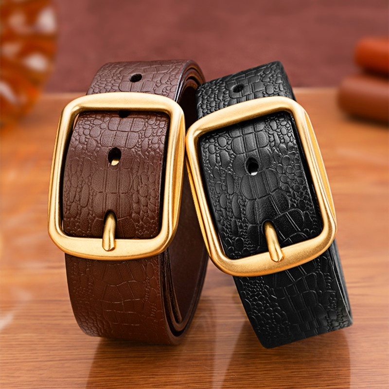 High Quality Cheap Mens Designer Business Uniform Formal Plain CowHide Textured Genuine Leather Belt