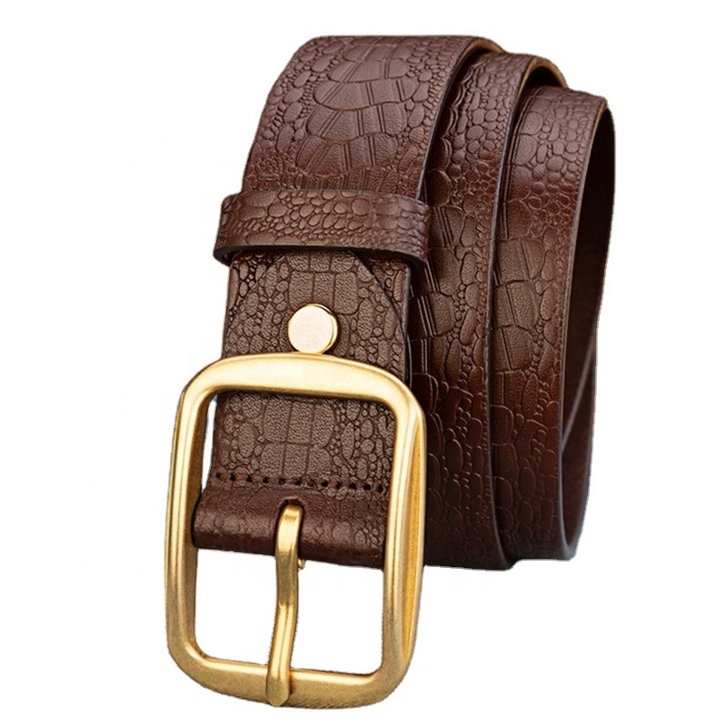 High Quality Cheap Mens Designer Business Uniform Formal Plain CowHide Textured Genuine Leather Belt