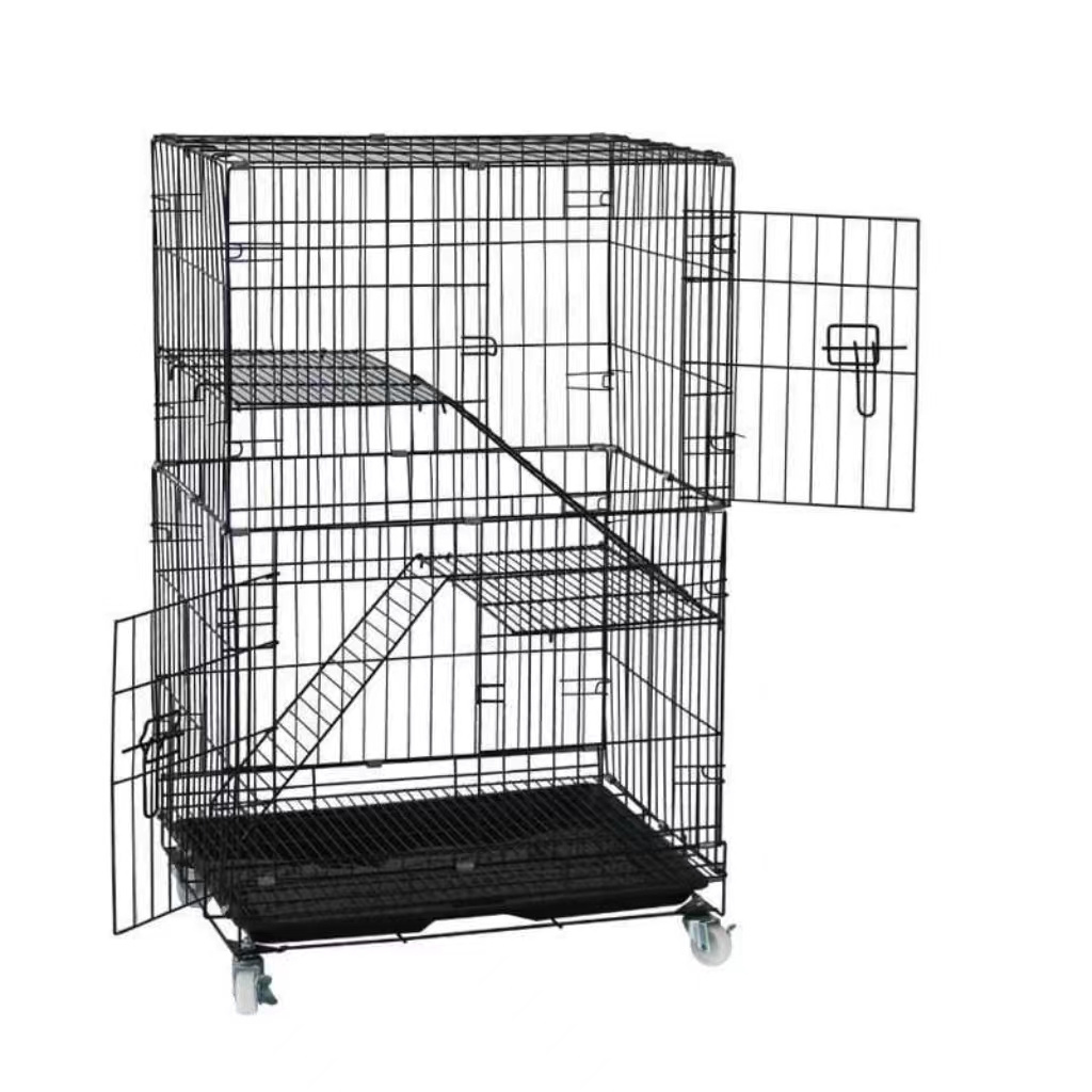 Hot sale pet cat cage collapsible pet wire cages indoor three layers cat kennel for sale