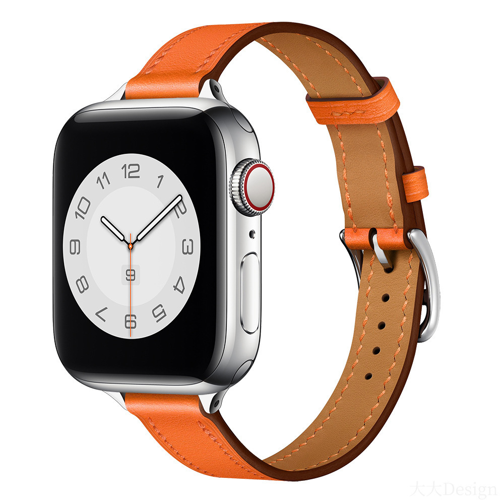 Tschick Slim Genuine Slim Thin Leather Strap For Apple Watch Band 41mm 45mm 44mm 42mm Series 6 5 4 3 Watchstrap Women Watchband