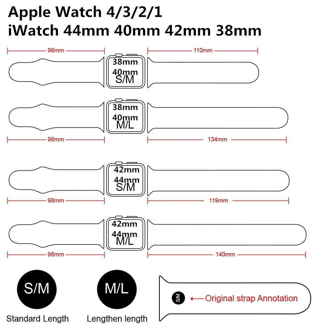 Tschick Silicone Sports Band for Apple Watch Series 5 4 Band 44mm 40mm Rubber Strap Bands for iWatch 3 2 1 38mm 42mm Accessories