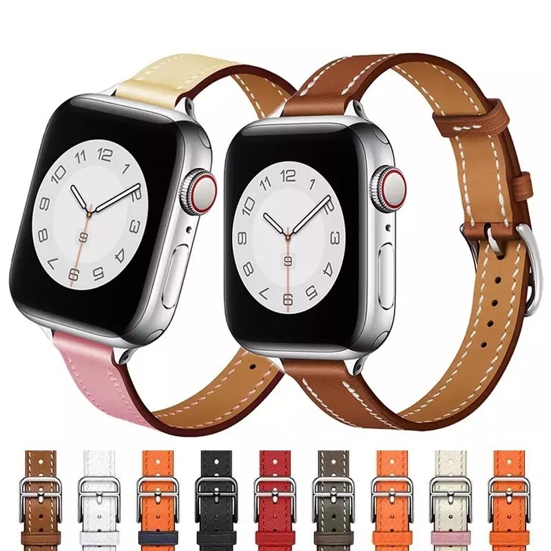 Tschick Slim Genuine Slim Thin Leather Strap For Apple Watch Band 41mm 45mm 44mm 42mm Series 6 5 4 3 Watchstrap Women Watchband