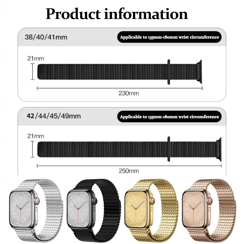 Tschick Luxury Milanese Pin Chain Magnetic Band For Apple Watch Ultra 49mm 8 7 45 41 Stainless Steel Strap For iWatch 6 5 4 3 SE