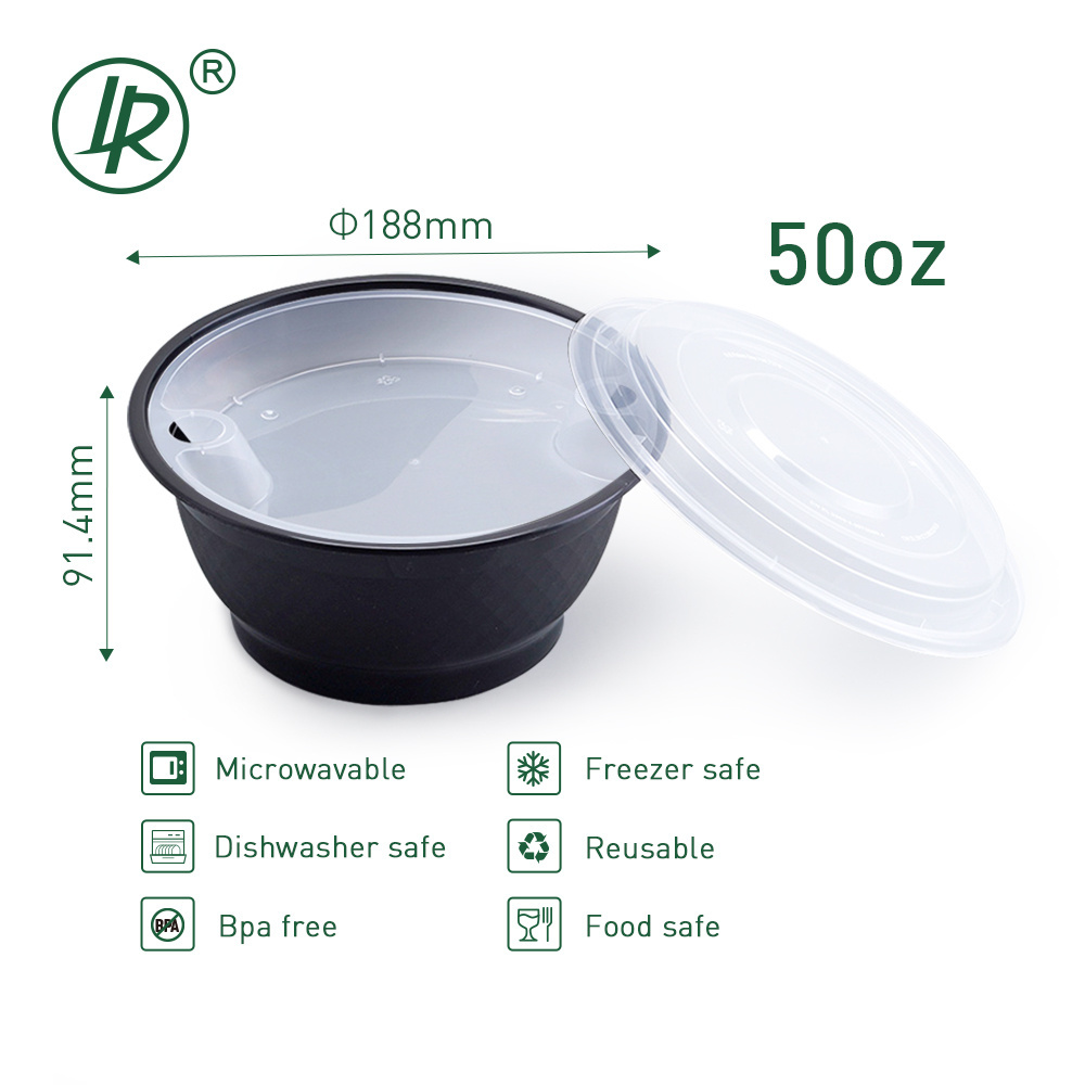 50oz Disposable Soup Bowl Interlayer Round Togo Soup Bowl No Leak Microwavable Plastic Bowl Meal Prepping Containers