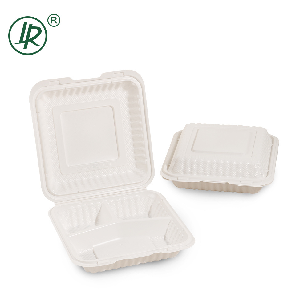 Biodegradable Food Grade Clamshell PP Hinged Disposable Meal Prep luncn To Go Boxes Restaurant 9x9 Take Away Food Containers