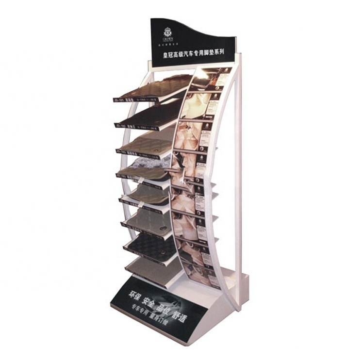 Custom retail store metal rug display rack carpet sample display stand for sale