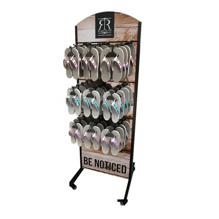 custom hanging sandal display stand for slippers furniture for shoe store flip flops display rack