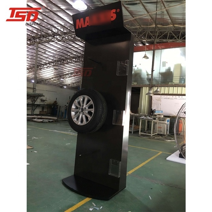 Hot sale Exhibition pos metal car tire display rack motorcycle truck tyres display stand