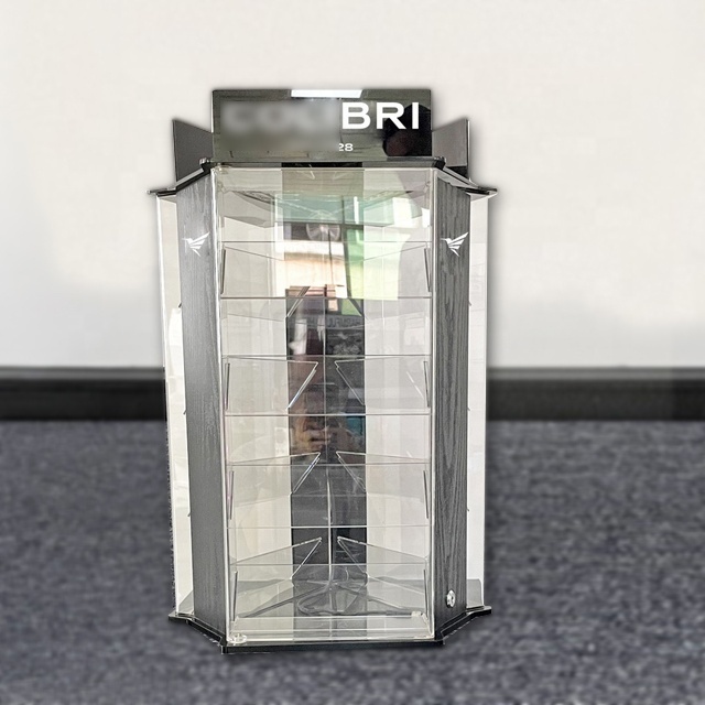 Custom store counter top rotating acrylic lighter display case stand showcase