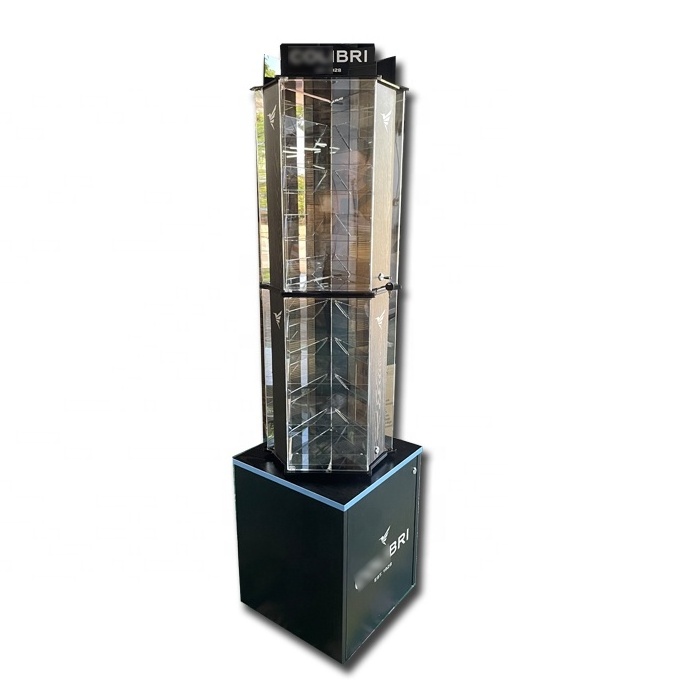 Rotatable floor standing acrylic Cigarette  lighter display showcase stand