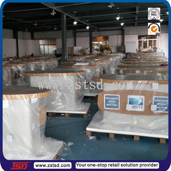 factory direct customized counter design/reception table design/round reception desk