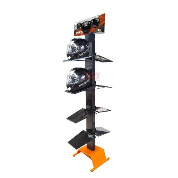 floor standing pos metal football motorcycle helmet display stand,sports shop display stand rack