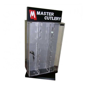 Custom retail store rotating acrylic display case  for knife,spoon set cutlery display  box rack stand