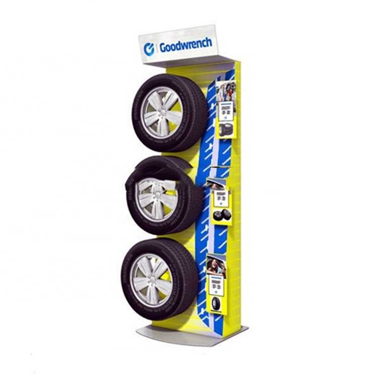 retail store shop Exhibition metal car tire display rack motorcycle truck tyres display stand with custom designs