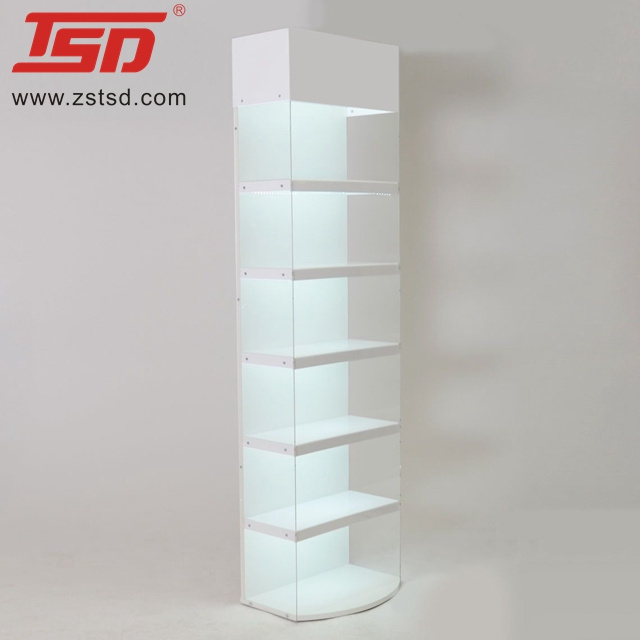 illuminative logo shelf cosmetic display shelf/cosmetic backlit display shelf/lighted make up display shelf