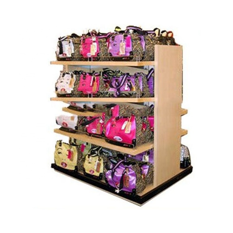 shopping mall double sided wooden handbag suitcase bag display showcase cabinet