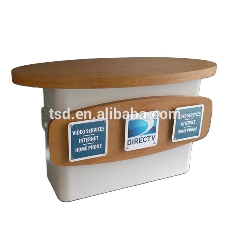 factory direct customized counter design/reception table design/round reception desk