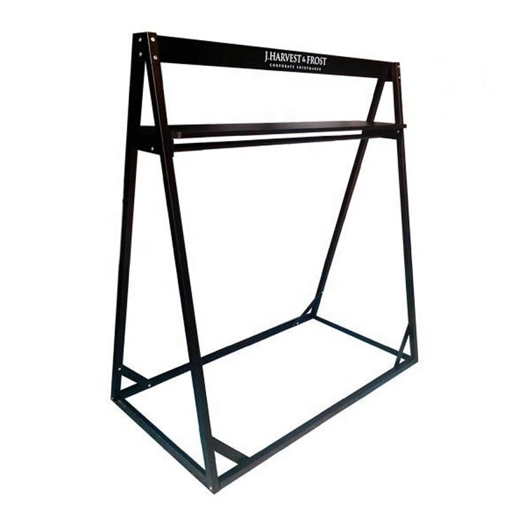 free standing clothes shop hanging display stand metal display garment rack