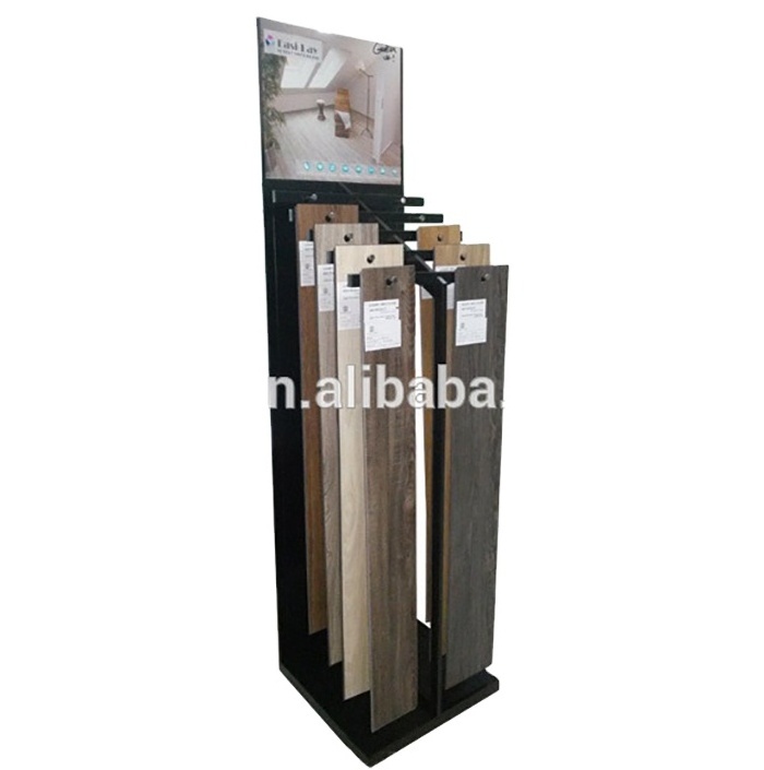 Retail store point of sales metal wood flooring exhibition display stand shop fittings and display rack