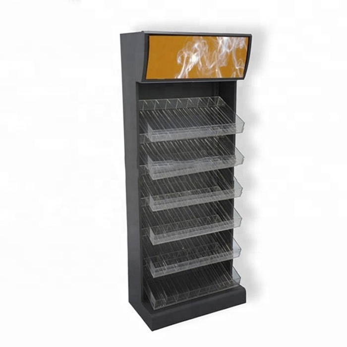 retail store shop cigarette tobacco display furniture rack cabinet with pusher