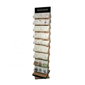 Custom rotating wood greeting gift  card display stand,gift card display rack