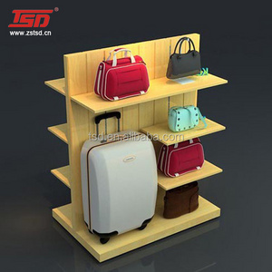 shopping mall double sided wooden handbag suitcase bag display showcase cabinet