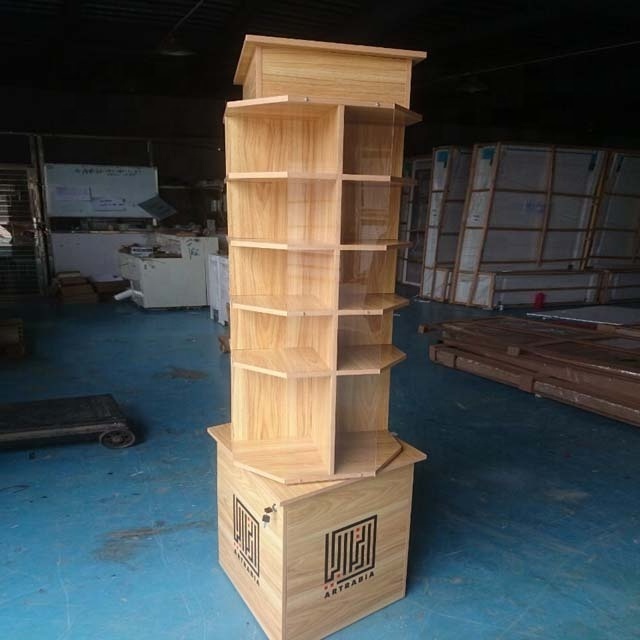 wooden rotating floor comic book store display shelves,magazine display racks