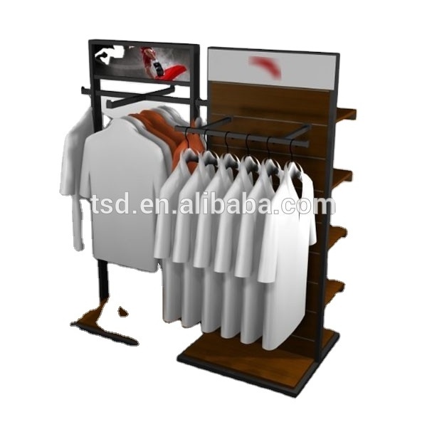 free standing clothes shop hanging display stand metal display garment rack