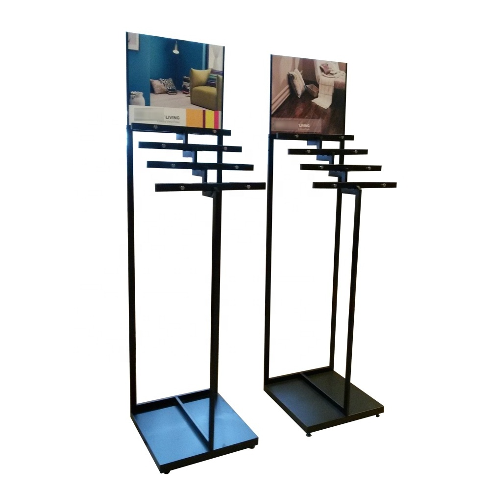 Retail store point of sales metal wood flooring exhibition display stand shop fittings and display rack