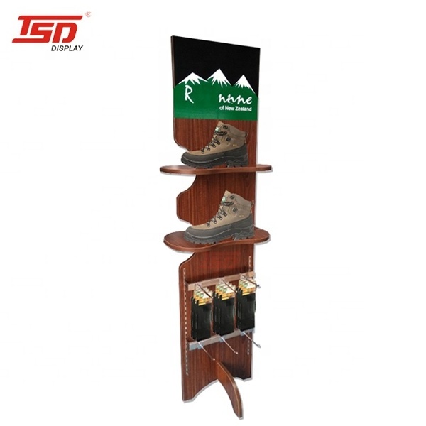 Custom shoes display for retail shop,retail store shoe boots wood display shelving furniture rack stand