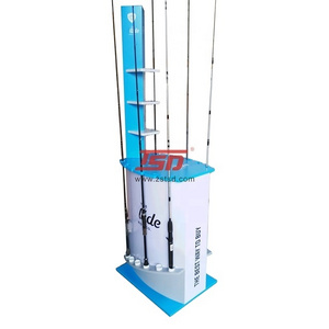 retail store shop advertising pos wood fishing pole rod product display stand rack