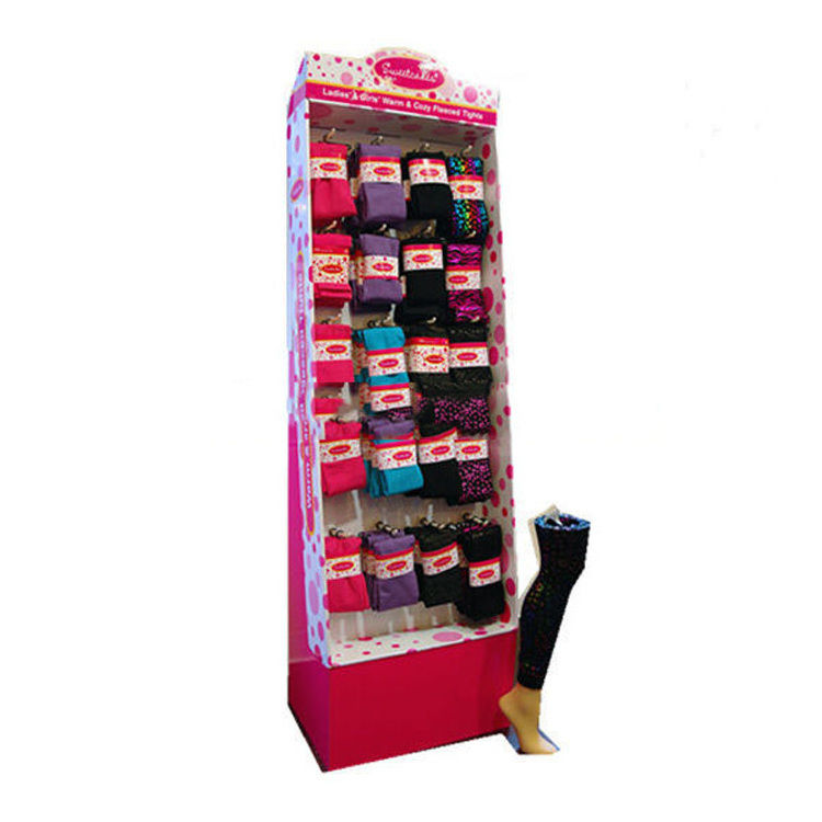 retail store cardboard shelves merchandising socks shipper display,display stand for stockings