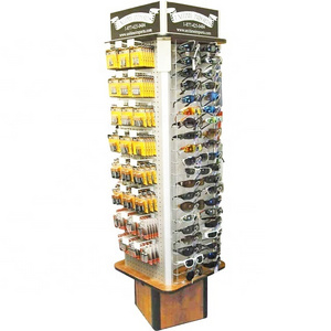 floor standing wood metal pegboard rotating display stand,spinner display rack for battery or sunglasses