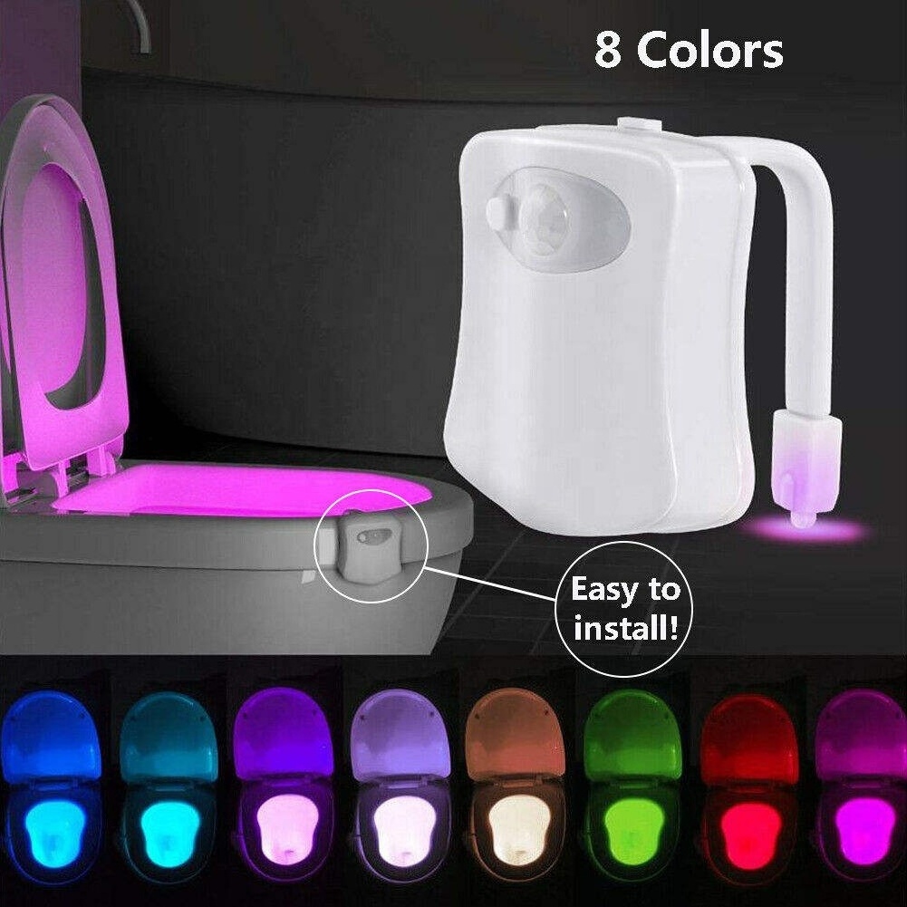 Waterproof LED Toilet Night Light Motion Sensor 8 Color Changing Seat Lamp Toilet Light Night Lamp Backlight For Bathroom