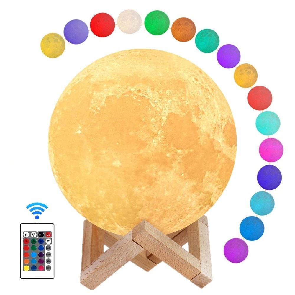 Modern Lunar Light Rechargeable 16 Colors Touch Night Lamp Remote control Led 3D Moon Night Lights for living room