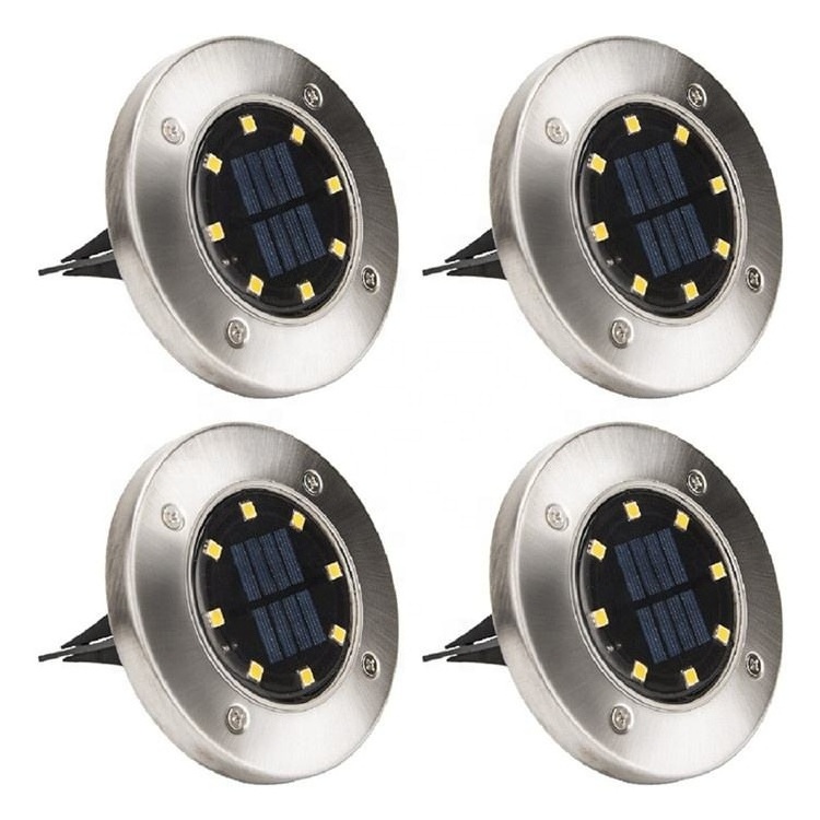 Hot Sale 8led On/off Night Security Disk Powered Led Garden Light Walkway Outdoor Solar Ground Lights