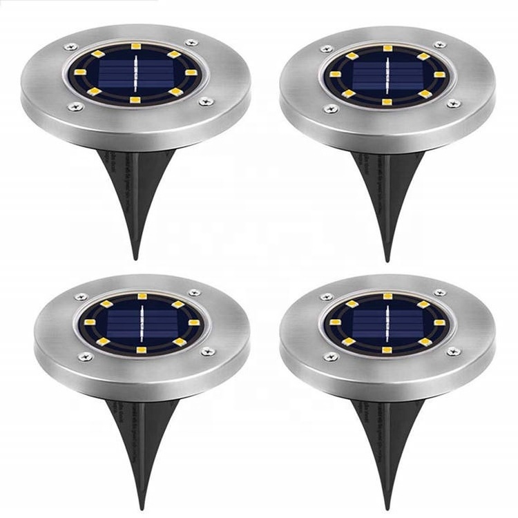 Hot Sale 8led On/off Night Security Disk Powered Led Garden Light Walkway Outdoor Solar Ground Lights