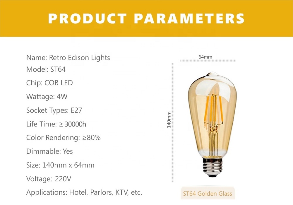 Retro Bulb E27 220V  Light Bulb A60 ST58 ST64 T10 T45 T185 G80 G95 Filament Vintage Ampoule Incandescent Spiral Tungsten Lamp